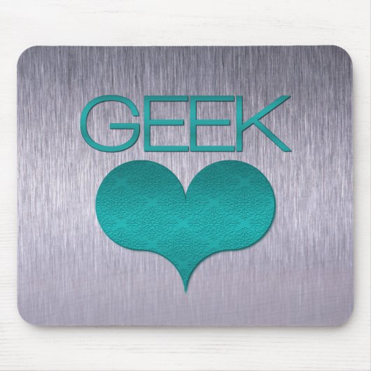 Tapis De Souris Amour geek (Coeur) Mousepad, Turquoise (Devant)