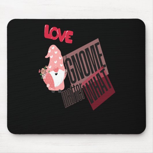 Tapis De Souris Amour Gnome Quel Gnome Avec Sticker Balloon Fleurs (Devant)