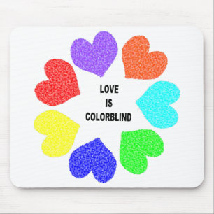 Tapis De Souris Amour interracial Coeurs arc-en-ciel Mousepad