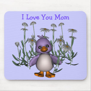Tapis De Souris Amour Maman Fleurs Oiseaux Whimsical Mousepad