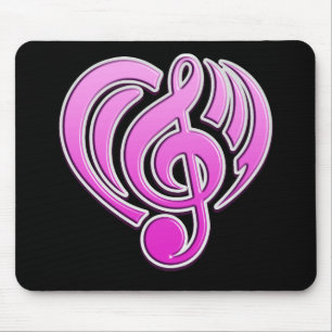 Tapis De Souris Amour Musical Vibrations Cœur Rose Note De Musique