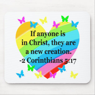 TAPIS DE SOURIS AMOUR REMPLIS 2 CORINTHIENS 5:17 VERSE