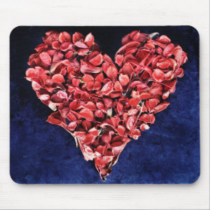 Tapis De Souris Amour romantique Rose Petal Red Heart