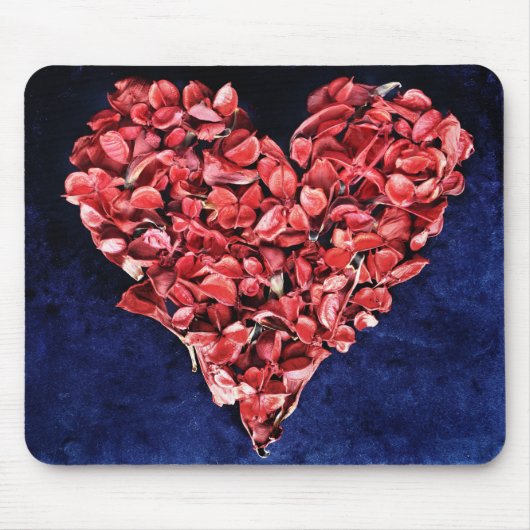 Tapis De Souris Amour romantique Rose Petal Red Heart (Devant)