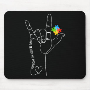 Tapis De Souris Amour Sensibilisation sur l'autisme Mois Pas besoi