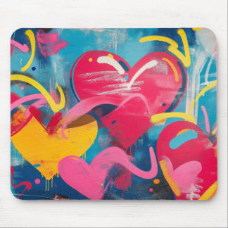 Tapis De Souris Amour urbain : Coeurs de graffitis