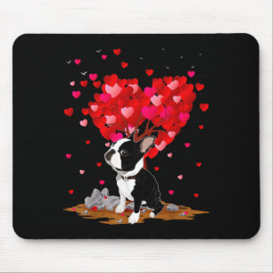 Tapis De Souris Amoureux de Boston Terrier Forme de Cœur Boston Te