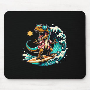 Tapis De Souris Amoureux de la plage T-rex dinosaure faisant du su