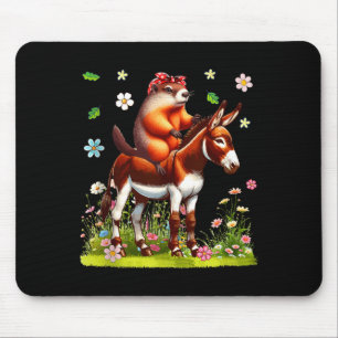 Tapis De Souris Amoureux de l'agriculteur à cheval sur un âne avec