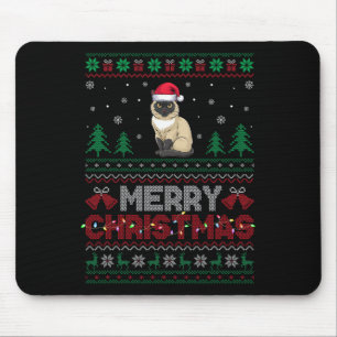 Tapis De Souris Amoureux de les chats siamois Santa Hat Lumières d