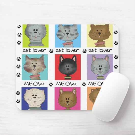 Tapis De Souris Amoureux des chats de Meow (Avec souris)