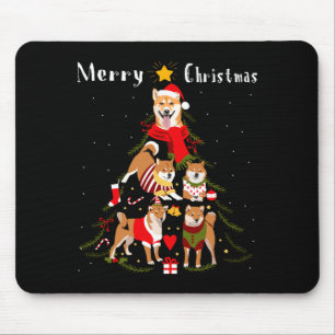 Tapis De Souris Amoureux du Shiba Inu de l'arbre de Noël Xmas Prop