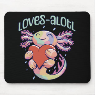 Tapis De Souris Amours romantiques - axolotl heureux