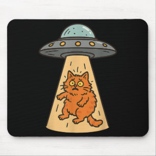Tapis De Souris Amusant Alien Chat Enlèvement Ufo vaisseau spatial