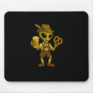 Tapis De Souris Amusant Alien Ufo portant Lederhosen Bière alleman