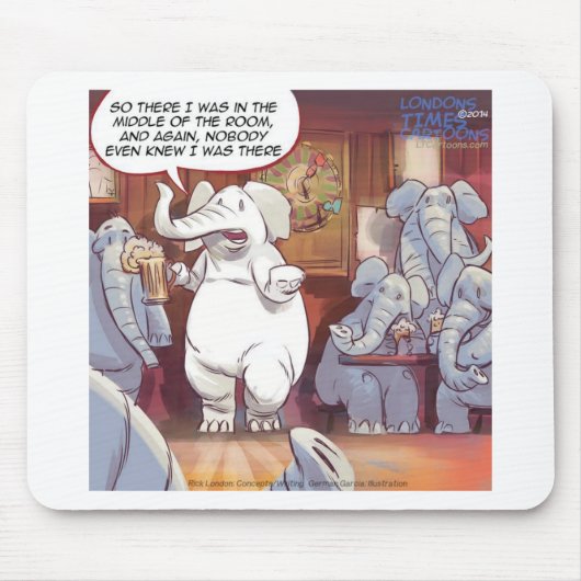 Tapis De Souris Amusant Éléphant Blanc Dans La Chambre (Devant)