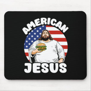 Tapis De Souris Amusant Gras Américain Jesus Hamburger Sarcastique