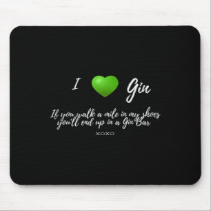 Tapis De Souris Amusant J'Aime Gin Drinker Coeur Graphisme Partie