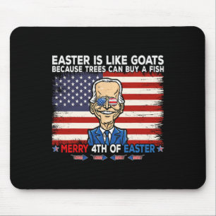 Tapis De Souris Amusant Joe Biden Joyeux 4e Conception Pâques Quat