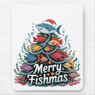 Tapis De Souris Amusante Pêche Arbre de Noël Poisson Amant Fisher