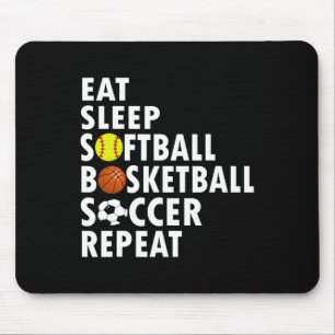 Tapis De Souris Amusants Manger Dormir Softball Basketball Soccer 
