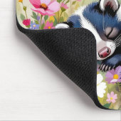 Tapis De Souris An Adorable Skunk Napping in Flowers Personalized (Coin)