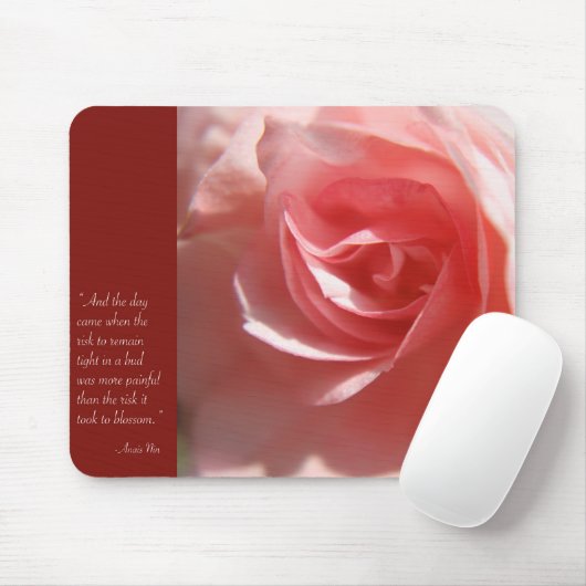 Tapis De Souris Anais Nin Citation Mousepad en rose (Avec souris)