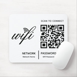 Tapis De Souris Analyse Wi-Fi de code QR pour connecter le blanc p