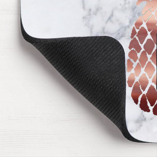 Tapis De Souris ananas en or rose monogramme sur marbre (Coin)