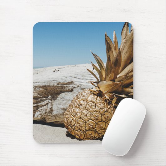 Tapis De Souris Ananas en or sur la plage (Avec souris)