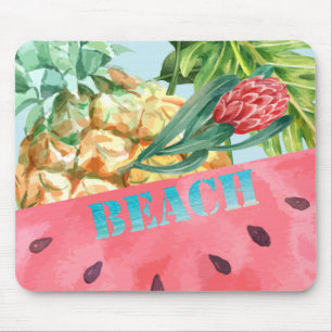 Tapis De Souris Ananas Pastèque Hibiscus Feuilles de Palmier Cool