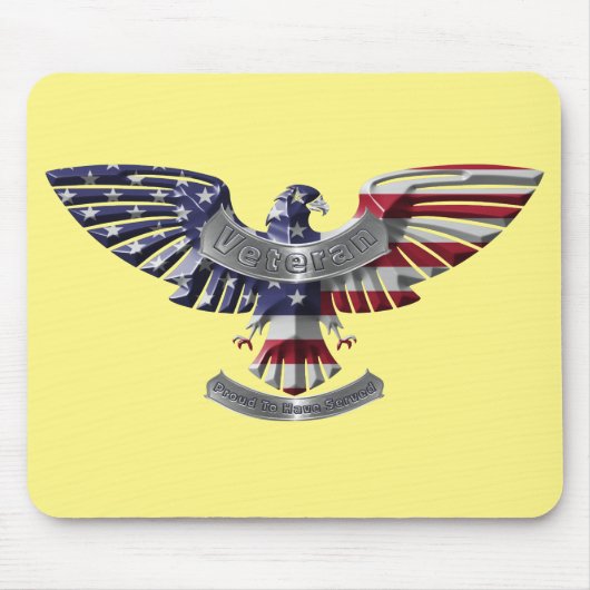 Tapis De Souris Ancien Aigle Américain "Fier D'Avoir Servi" (Devant)