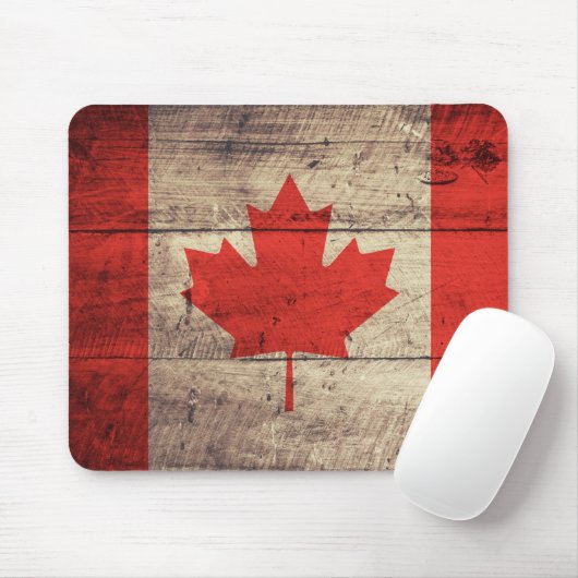 Tapis De Souris Ancien drapeau canadien en bois (Avec souris)