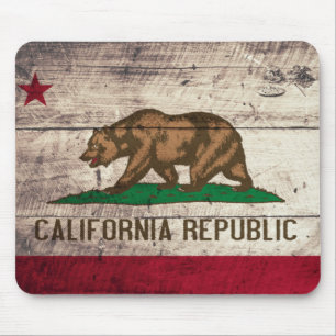 Tapis De Souris Ancien drapeau de la Californie en bois