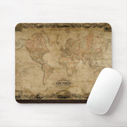 Tapis De Souris Ancien Monde Carte Classique Conception Cadeau (Avec souris)