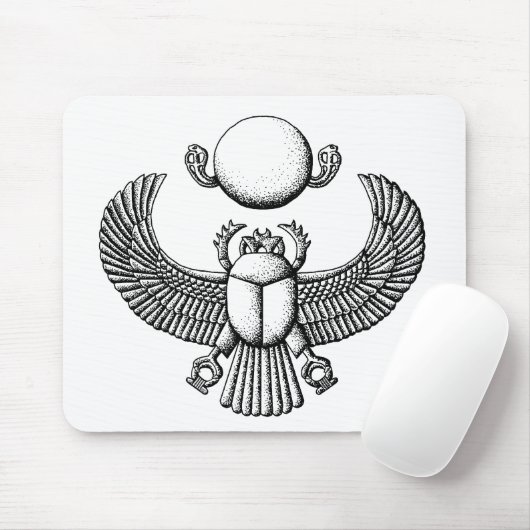 Tapis De Souris Ancien Scarab égyptien noir et blanc (Avec souris)