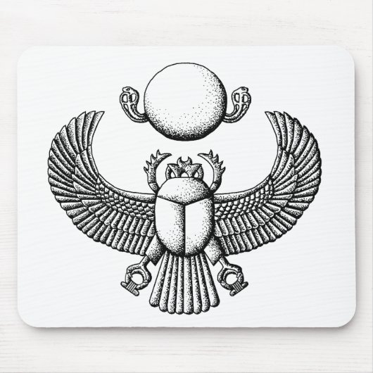 Tapis De Souris Ancien Scarab égyptien noir et blanc (Devant)