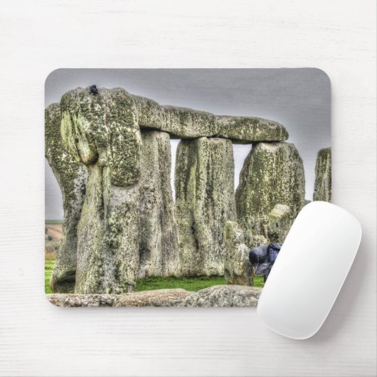 Tapis De Souris Ancien site de Stonehenge & Preening Crow (Avec souris)