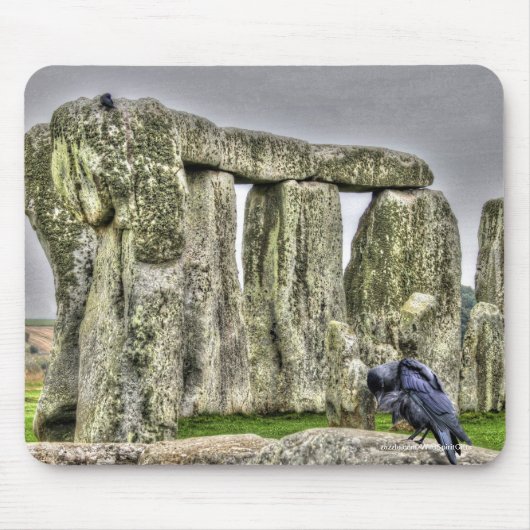 Tapis De Souris Ancien site de Stonehenge & Preening Crow (Devant)