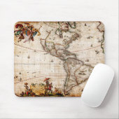 Tapis De Souris Ancienne carte du continent américain (Avec souris)