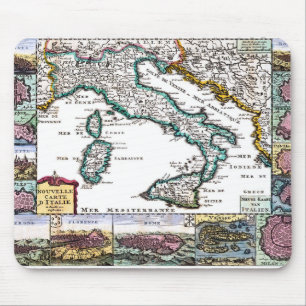 Tapis De Souris ancienne carte illustrative de l'Italie