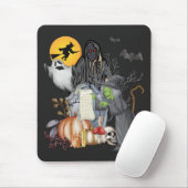 Tapis De Souris Ancienne Sorcière D'Halloween Avec Fantômes Et Cit (Avec souris)