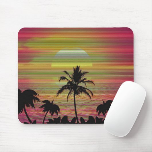 Tapis De Souris Ancienne vague de soleil des Caraïbes Rétro esthét (Avec souris)