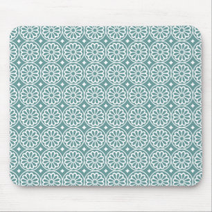 Tapis De Souris Ancient Egyptian Flowers - Ocean Green