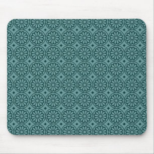 Tapis De Souris Ancient Egyptian Flowers - Ocean Green with Forest