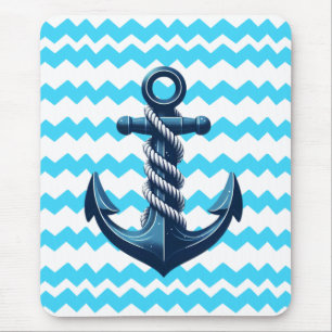 Tapis De Souris Ancrage bleu avec vagues bleues