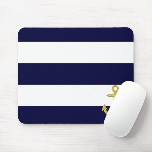 Tapis De Souris Ancrage or rayures nautiques (Avec souris)