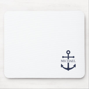 Tapis De Souris Ancre bleue marine Nom personnalisé