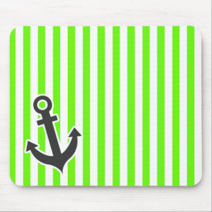 Tapis De Souris Ancre; Bright Green Stripes; Striped