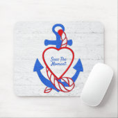 Tapis De Souris Ancre Coeur Sur Bois Blanchi (Avec souris)
